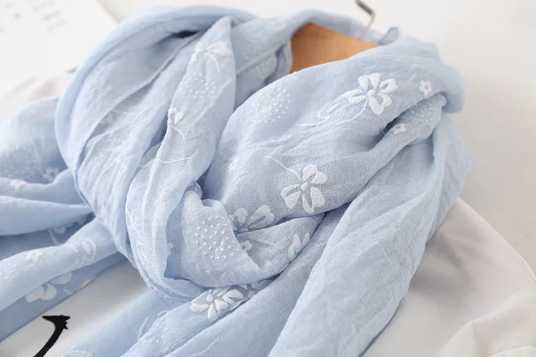 Title: Elegant Floral Viscose Cotton Scarf - Fashion Accessory