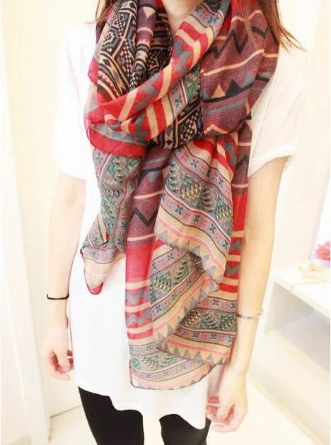 Fashion Women Boho Floral Long Neck Causal Wrap up Lady Beach Shawl Large Soft Stole Scarves One Size For Girls