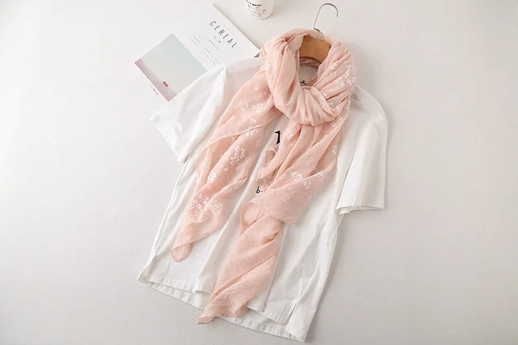 Title: Elegant Floral Viscose Cotton Scarf - Fashion Accessory