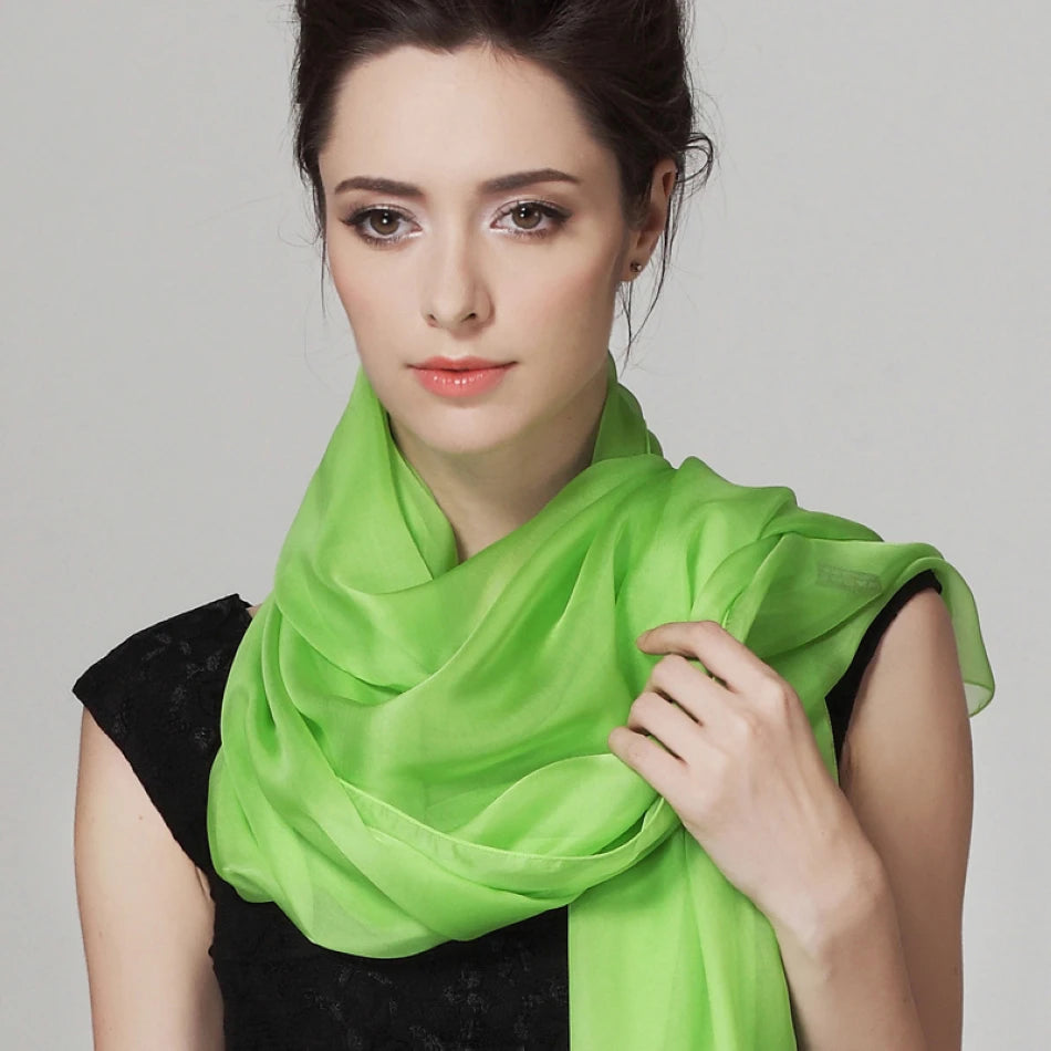 Ladies Autumn Winter Long Design Cape New Arrival 100% Silk Shawl Scarf