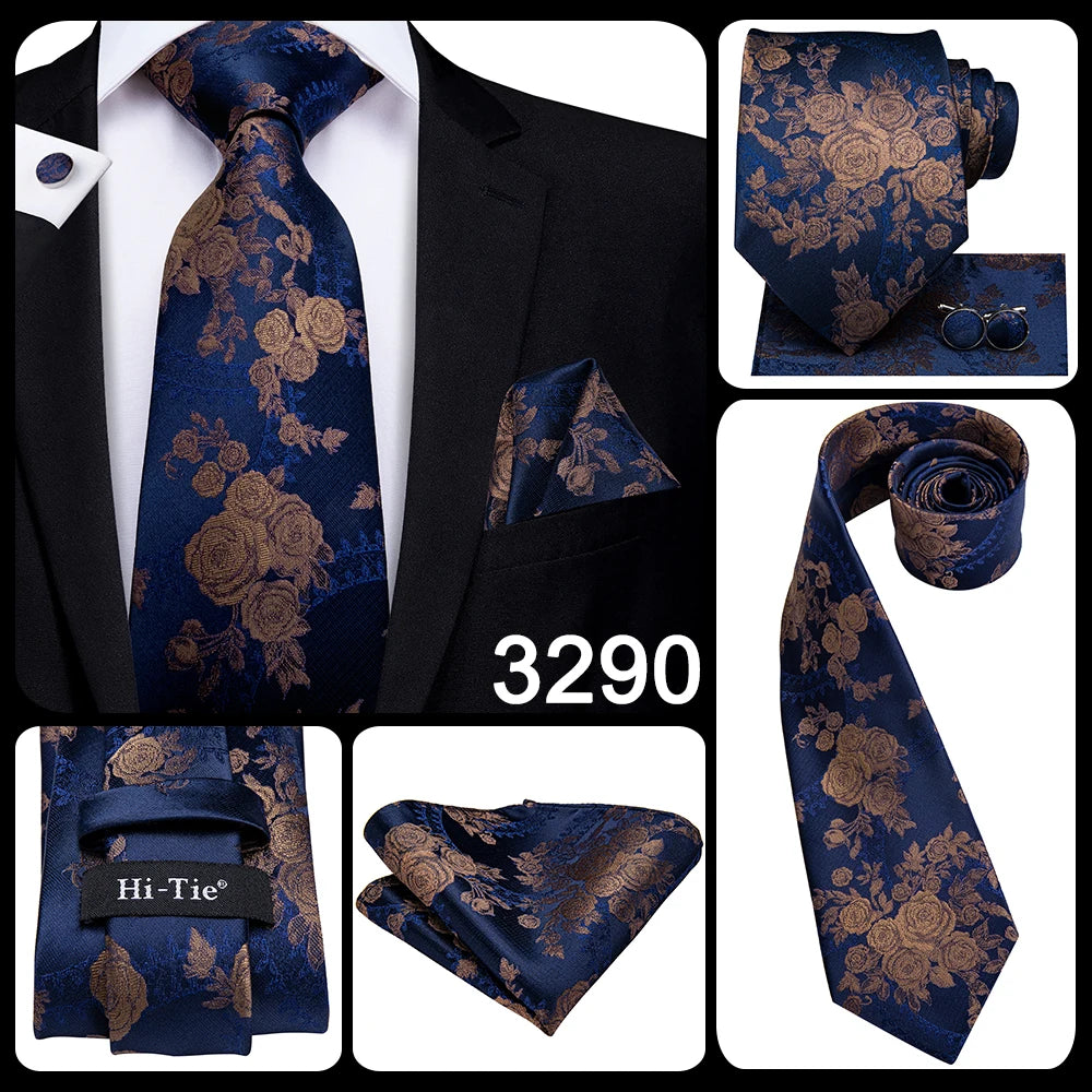 Hi-Tie Silk Neck Tie Set for Men – Patchwork Design