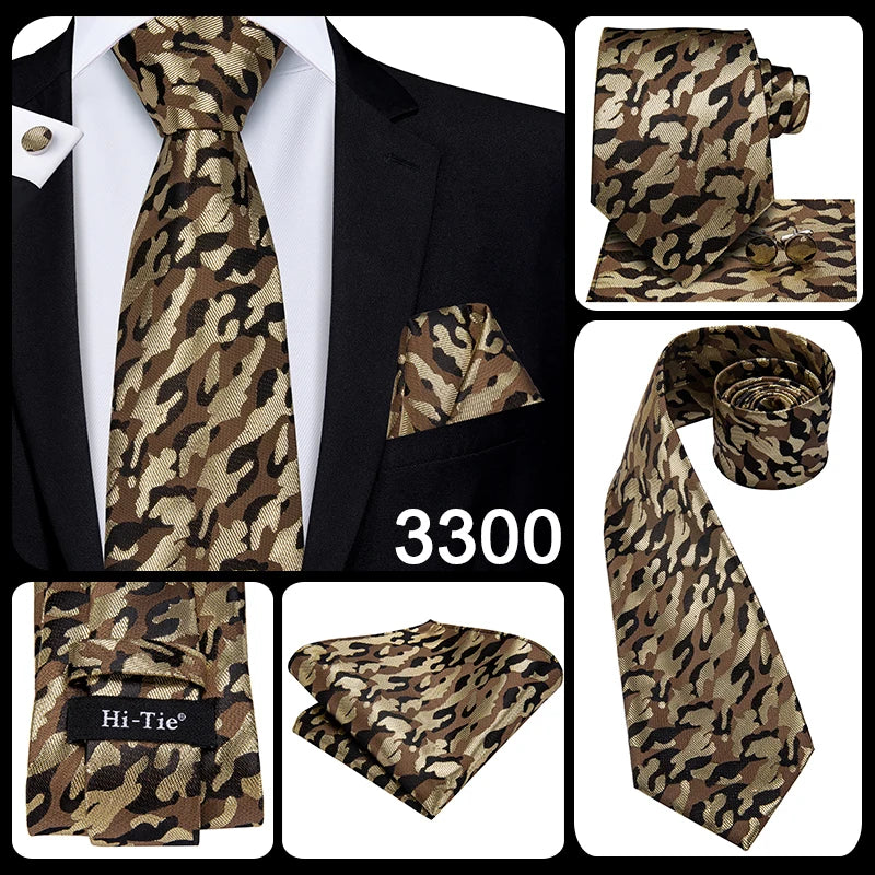 Hi-Tie Silk Neck Tie Set for Men – Patchwork Design