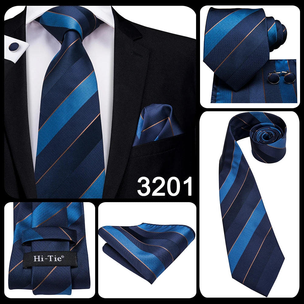 Hi-Tie Silk Neck Tie Set for Men – Patchwork Design