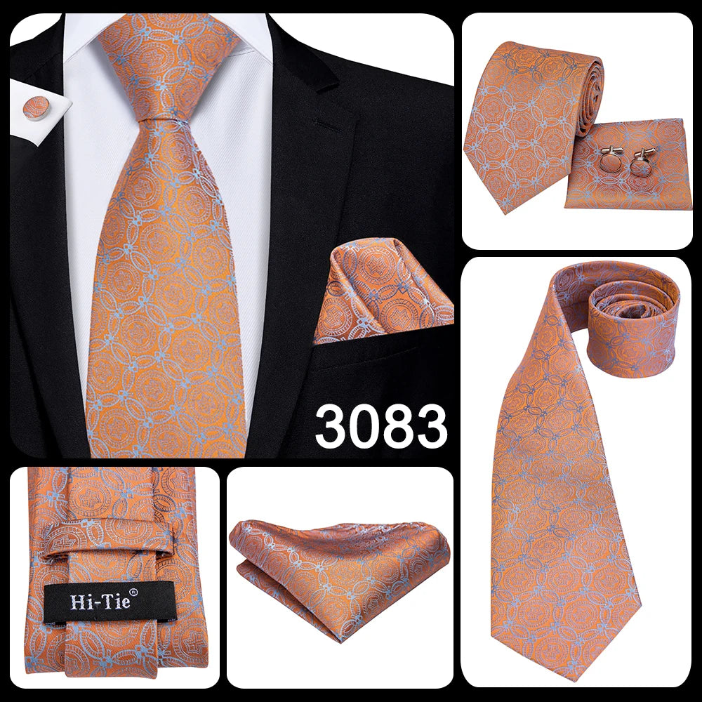 Hi-Tie Silk Neck Tie Set for Men – Patchwork Design