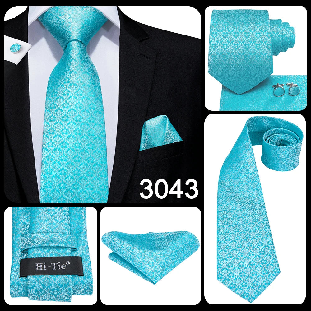 Hi-Tie Silk Neck Tie Set for Men – Patchwork Design