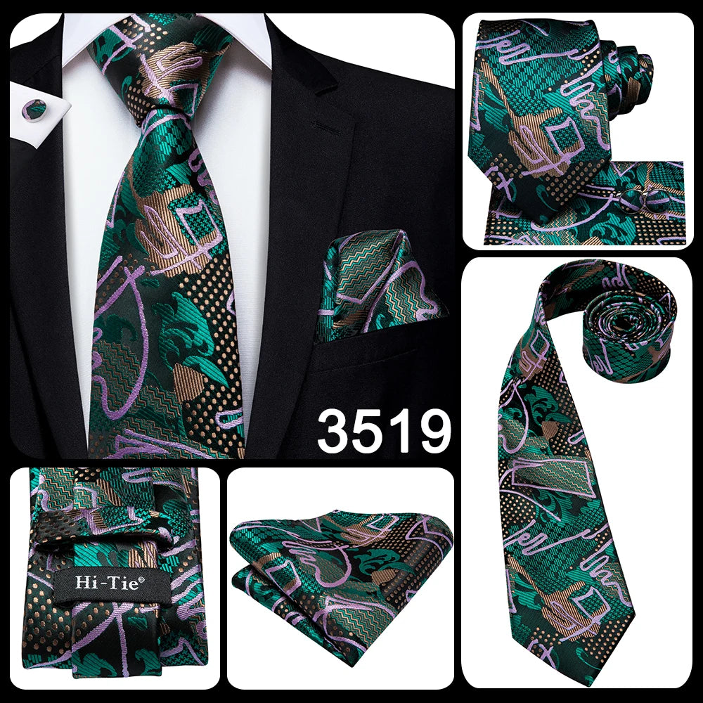 Hi-Tie Silk Neck Tie Set for Men – Patchwork Design