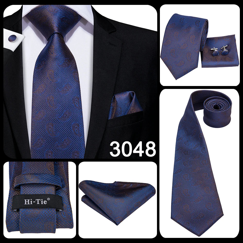 Hi-Tie Silk Neck Tie Set for Men – Patchwork Design