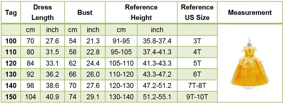 Kids Princess Dressing Girls Belle Party Costume ideally for Birthday designed detailing with Flower Beauty and Fancy Disguise