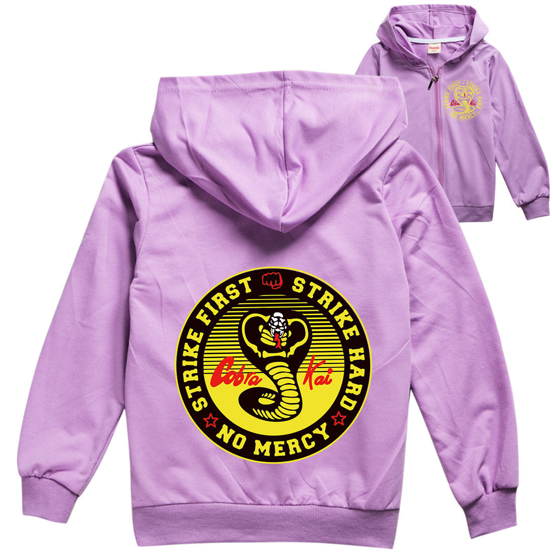 New Cartoon Cobra Kai Snake Printed Autumn outwear  Children Hooded Zipper Boys and girls jackets