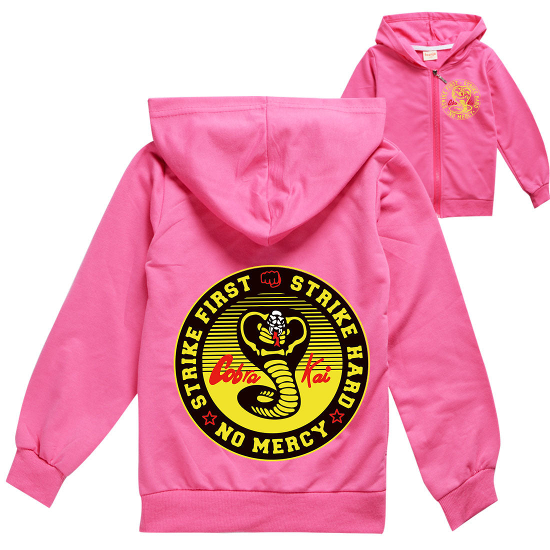 New Cartoon Cobra Kai Snake Printed Autumn outwear  Children Hooded Zipper Boys and girls jackets