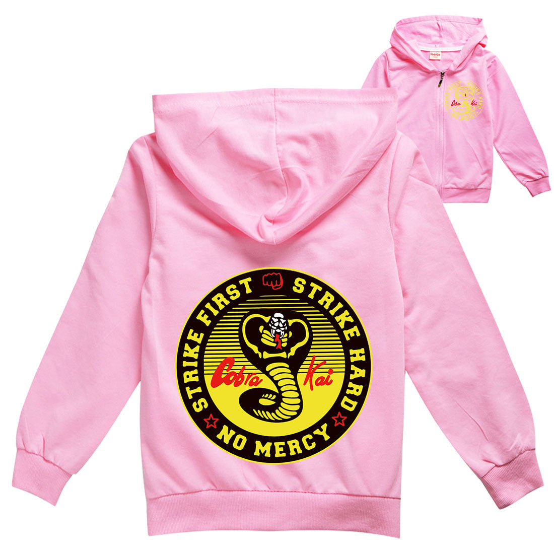 New Cartoon Cobra Kai Snake Printed Autumn outwear  Children Hooded Zipper Boys and girls jackets