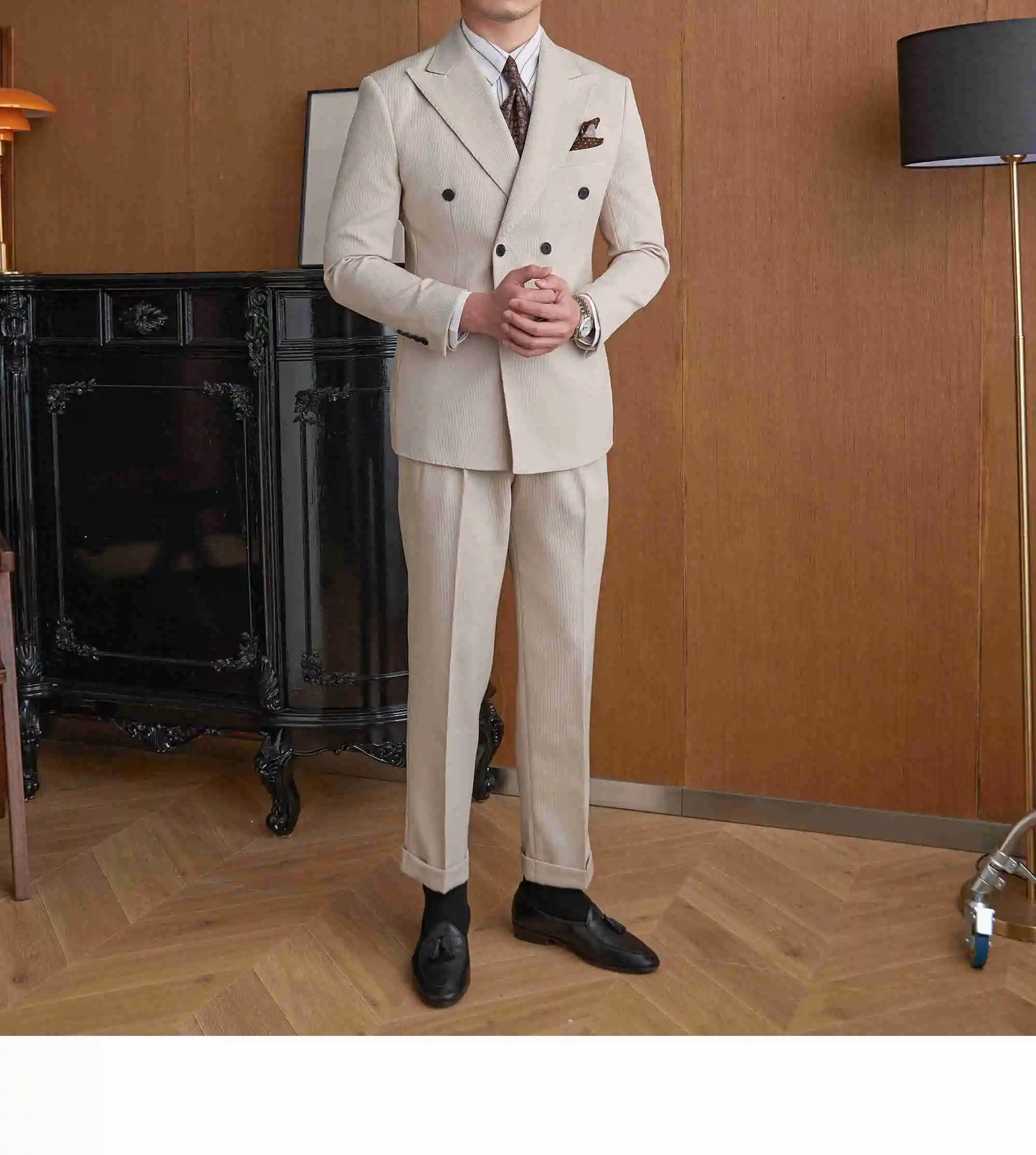 High Quality Double Breasted Suit 2 Pieces designed for Wedding, as well as for Business Formal Casual  Office.