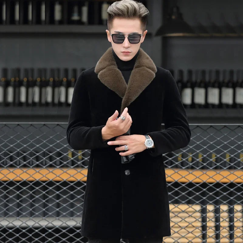 Winter New Mink Fleece Coat Imitation Fur Coat Men's Medium winter coat