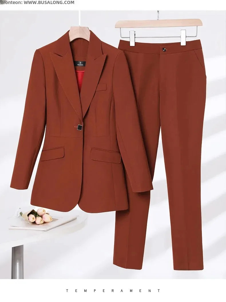 Busalong Autumn/Winter Women's Long Sleeve Professional Western-style Elegant Trousers for Interview Sales Workwear