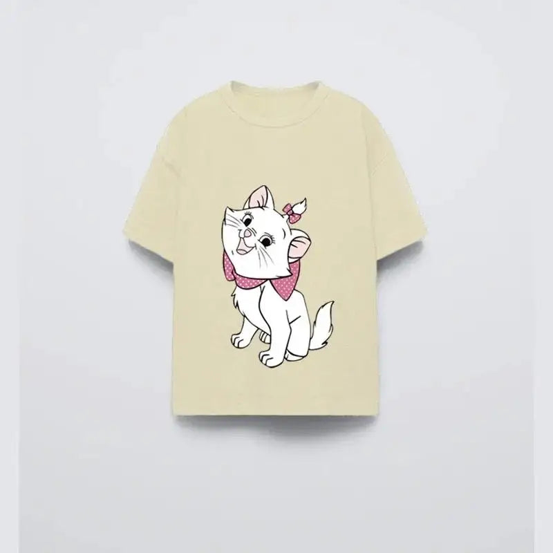 Disney Girls' Cartoon Knit Tee – Casual Summer Top for Ages 7–13