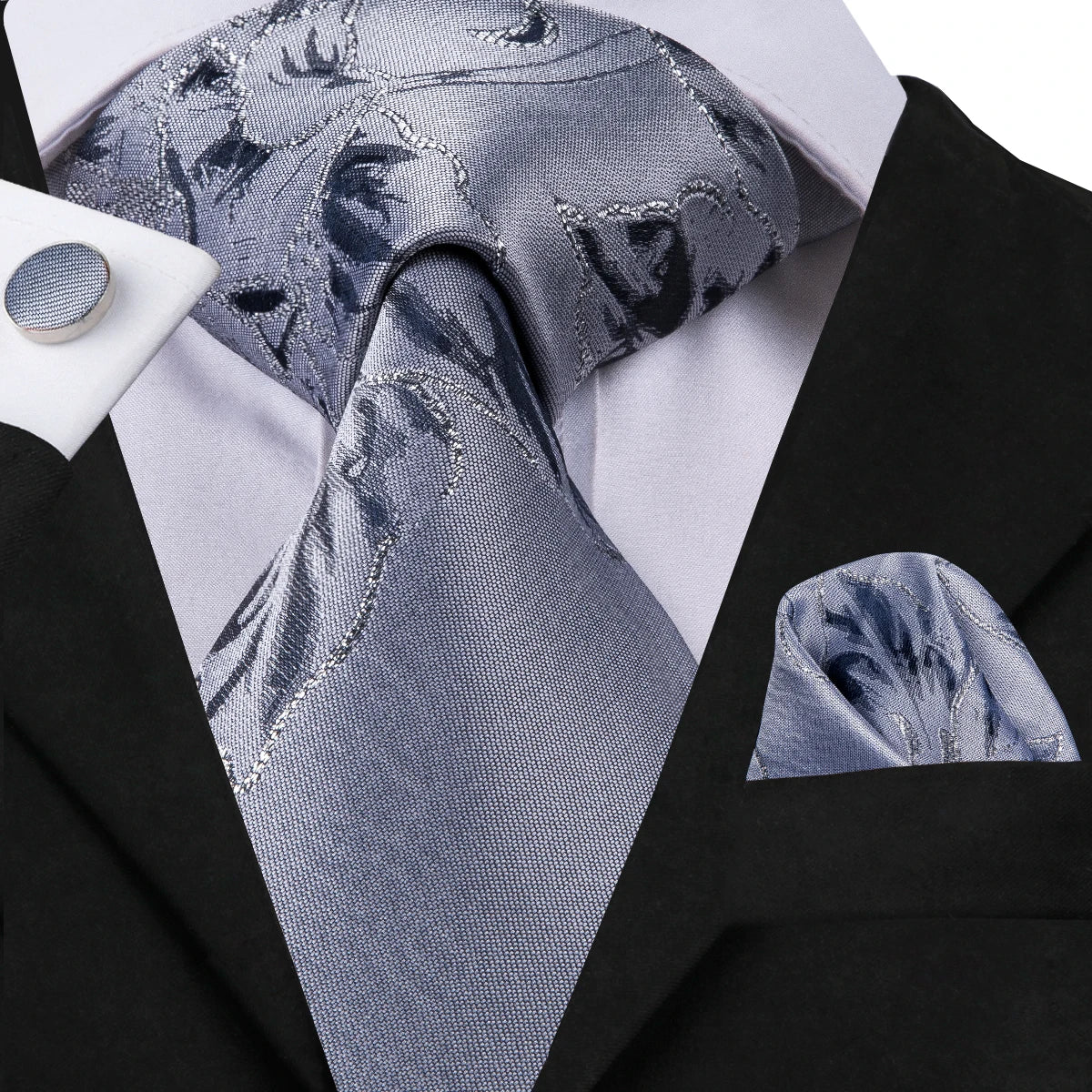 Hi-Tie Silk Neck Tie Set for Men – Patchwork Design