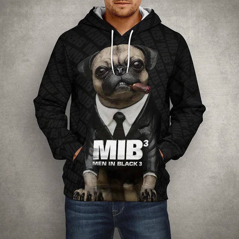 Funny PugDog 3D Print Men and Women Hoodies Autumn And Spring Oversize Jackets