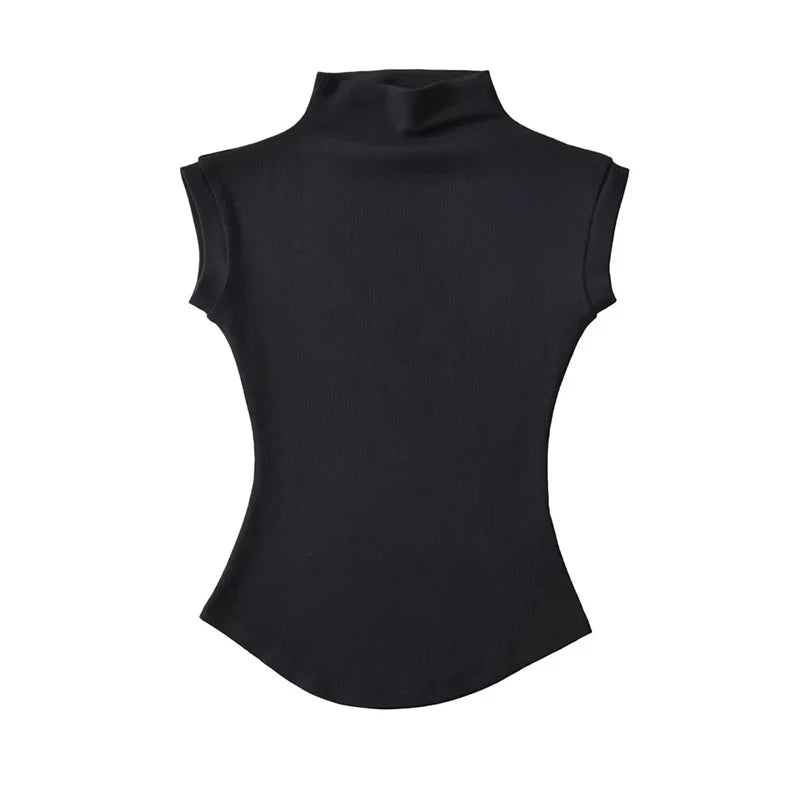 Women's Sleeveless Turtleneck Slim Fit Knit Top Summer 2024 by TODOBLACK