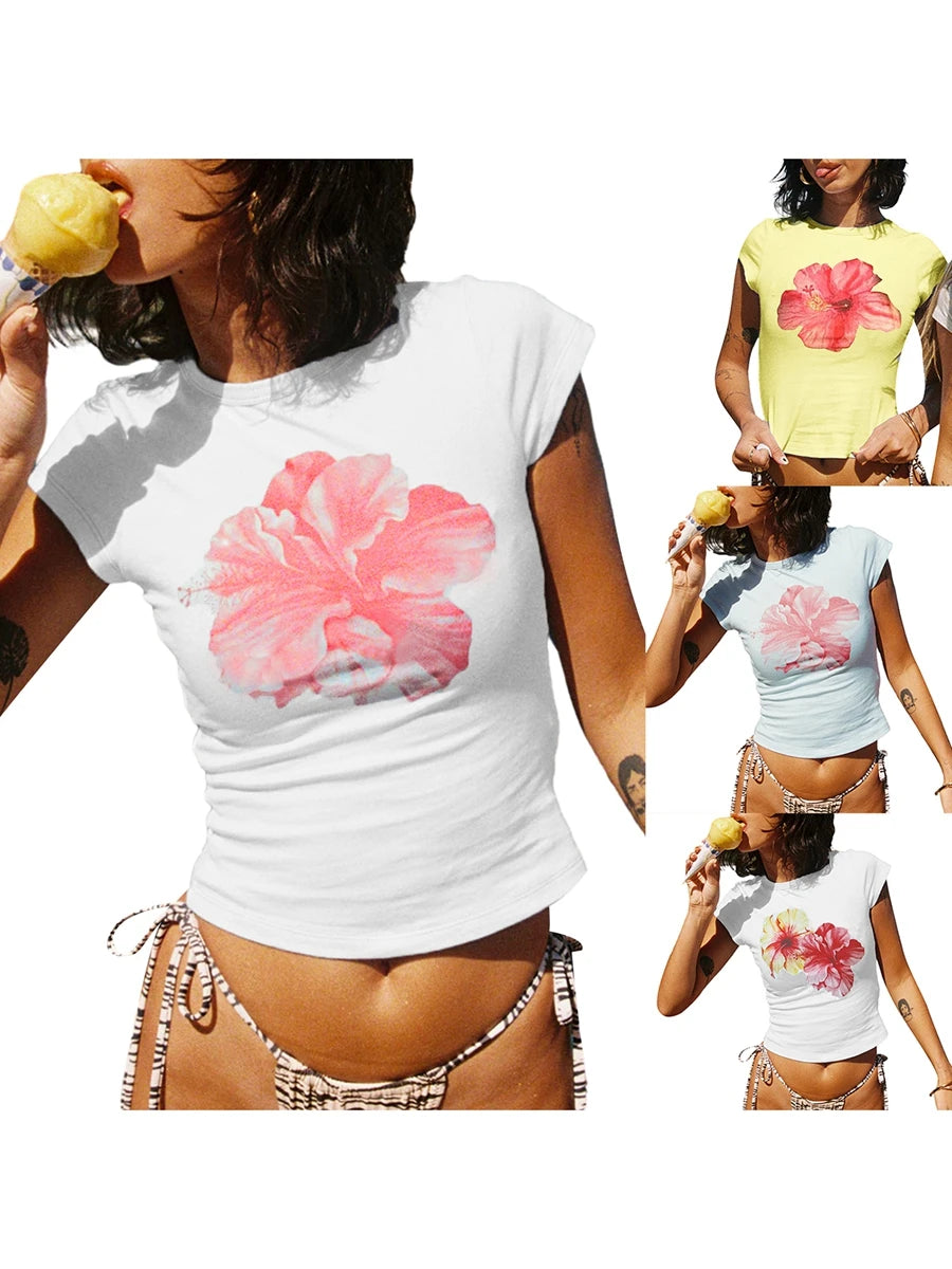 HIRIGIN Junior Women's Casual Floral Summer T-Shirt (Summer 2024 Release)