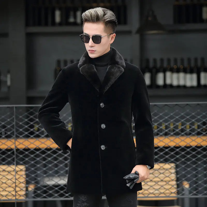 Winter New Mink Fleece Coat Imitation Fur Coat Men's Medium winter coat