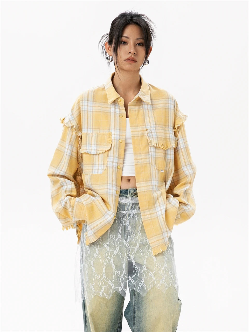 STIWAUP Women's Plaid Long Sleeve Blouse – Casual Turn-down Collar Top for Spring & Autumn