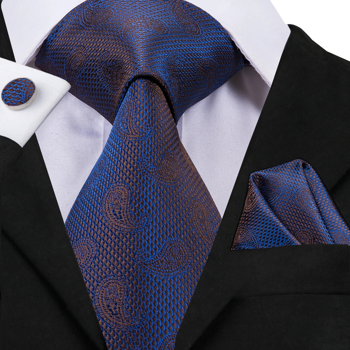 Hi-Tie Silk Neck Tie Set for Men – Patchwork Design