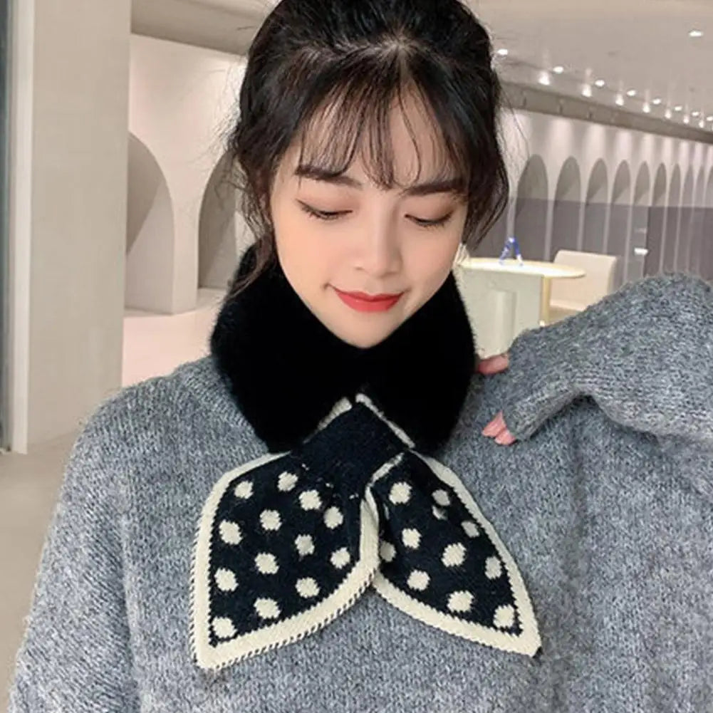 NoEnName_Null Women's Winter Splice Plush Scarf – Stylish &amp; Cozy Casual Accessory