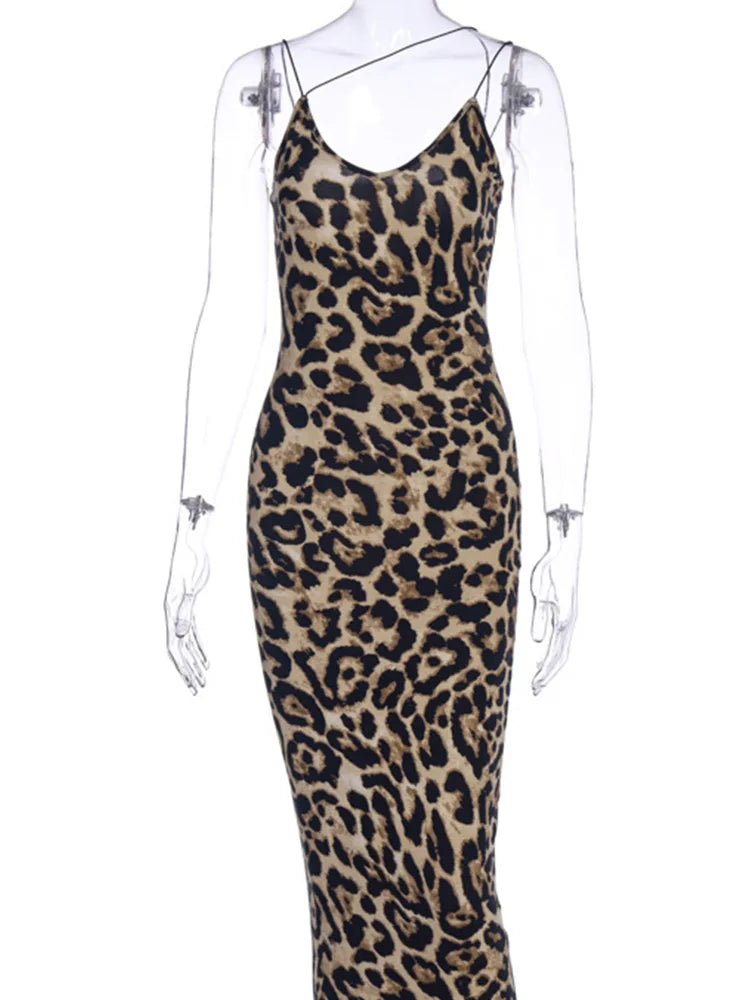 Trendy Leopard Print Sleeveless Maxi Dress for Women