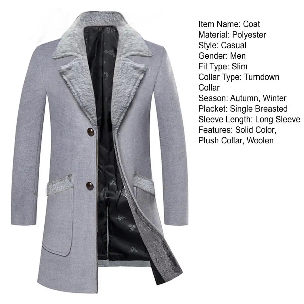 NoEnName_Null Men's Slim Fit Trench Coat – Casual, Single Breasted, Polyester and Cotton Outerwear for Autumn &amp; Winter