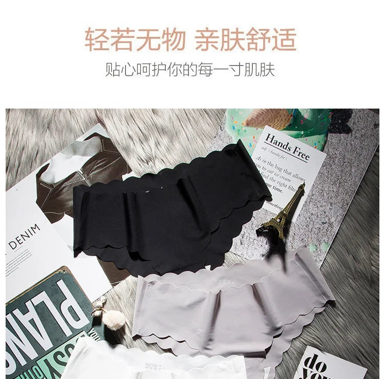 SP&CITY Soft Wavy Side Seamless Panties For Women Satin Menstrual Underwear Sexy Solid Breathable Thongs Briefs Female Lingerie