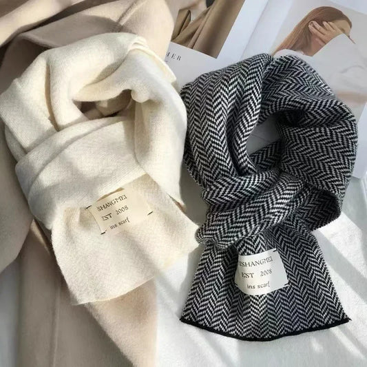 Women's Scarves High Quality Knitted  Vintage Stripe Patterns Winter Outdoors Warm utilising in Autumn and Winter Black