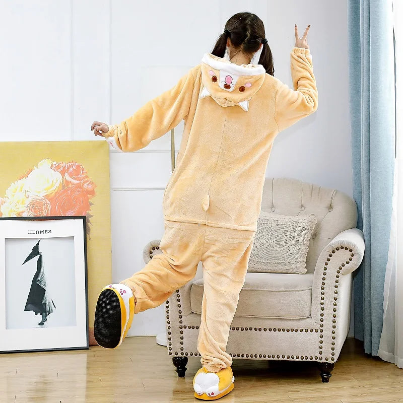 Women's Cartoon Flannel Pajama Set