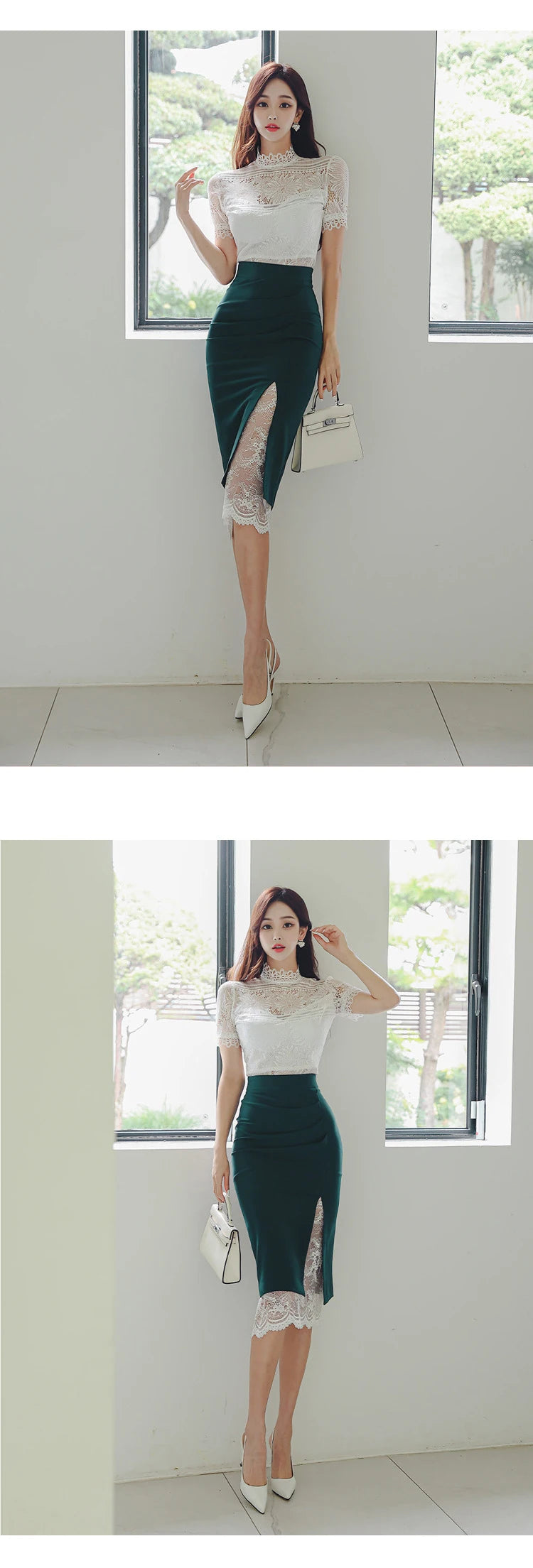 MingJieBiHuo Women's Vintage Slim Fit Lace Midi Dress – Stand Collar, Zipper Closure