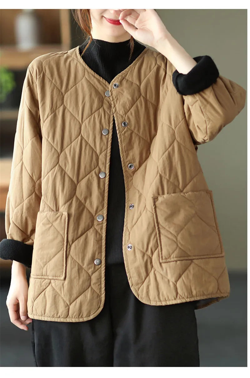 Women's Cotton-padded 2024 Winter New Coat  Retro Casual Jacket