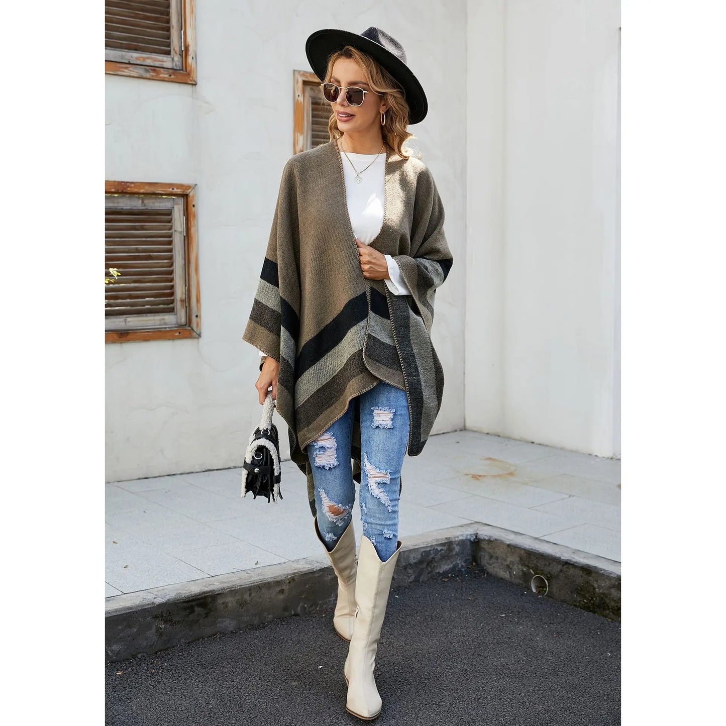 2024 New Fashion Winter Warm Plaid Ponchos And Capes For Women Oversized Shawls and Wraps up Cashmere Pashmina Female Bufanda Mujer