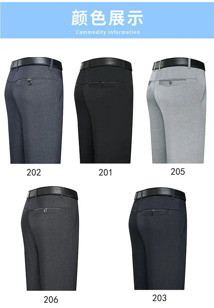 Spring Autumn New Business Office Streetwear Fashion Men's Solid Pocket Loose Casual Straight Full Trousers 29-40