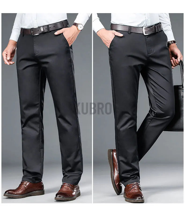 KUBRO High Quality Men's Clothing Autumn Winter Office Business Casual Trousers American Elegant Loose Straight Cargo Pants