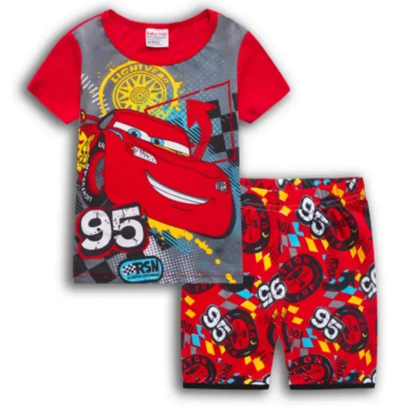 MINISO Kids Cartoon Pajama Sets – Short Sleeve Summer Outfits for Boys &amp; Girls (Spiderman, Iron Man, Mickey, Elsa &amp; More)