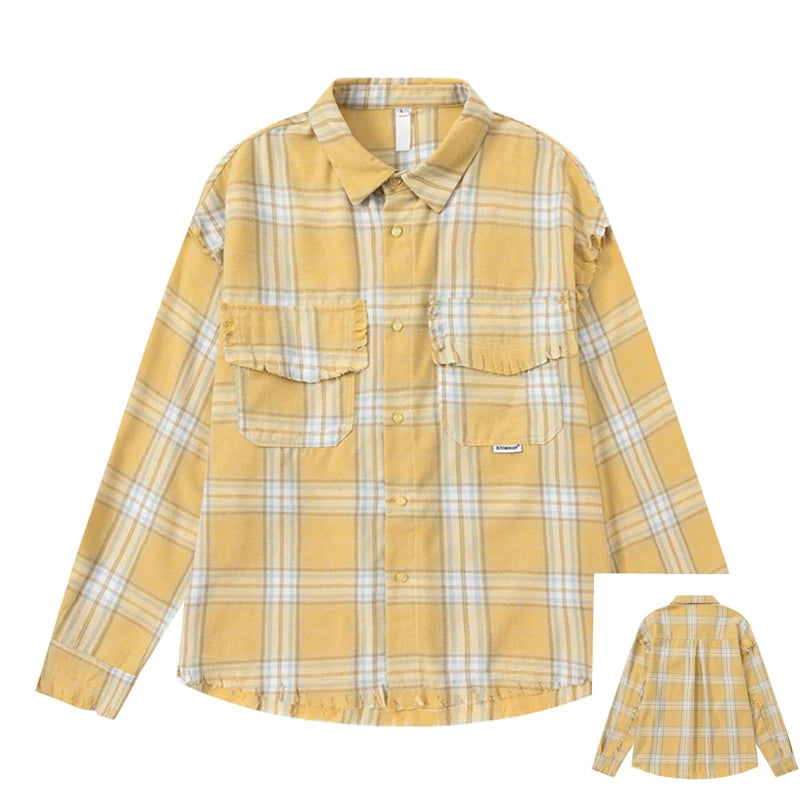 STIWAUP Women's Plaid Long Sleeve Blouse – Casual Turn-down Collar Top for Spring & Autumn