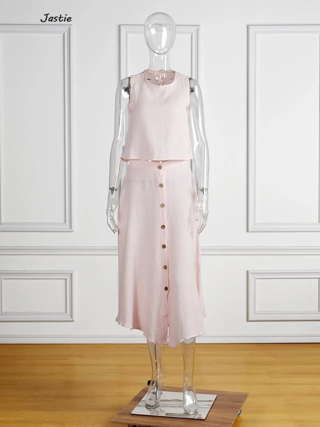 JASTIE Women's Casual A-Line Sleeveless Jersey Dress – Mid-Calf Length, Spring/Summer Style