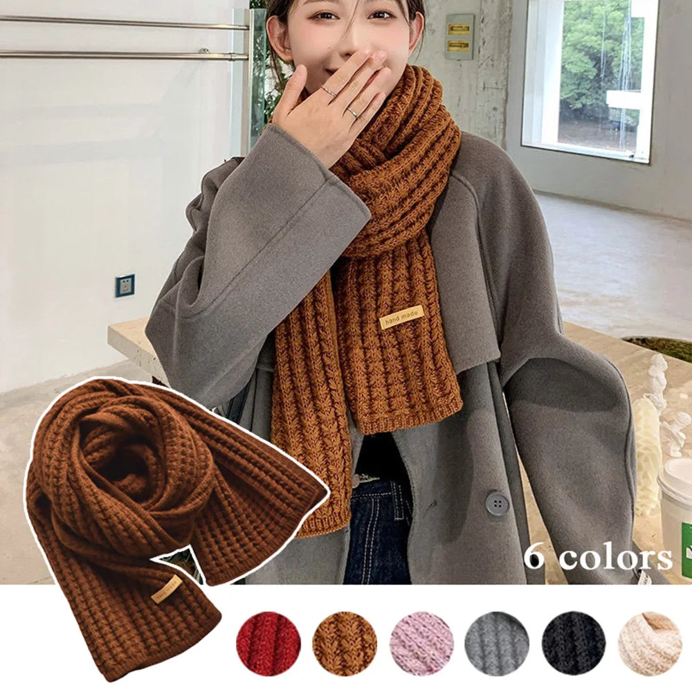 Women winter Thicken warmer soft Cashmere Scarves Pashmina Shawls Wraps Female Pure Color Knitted Long Scarf.