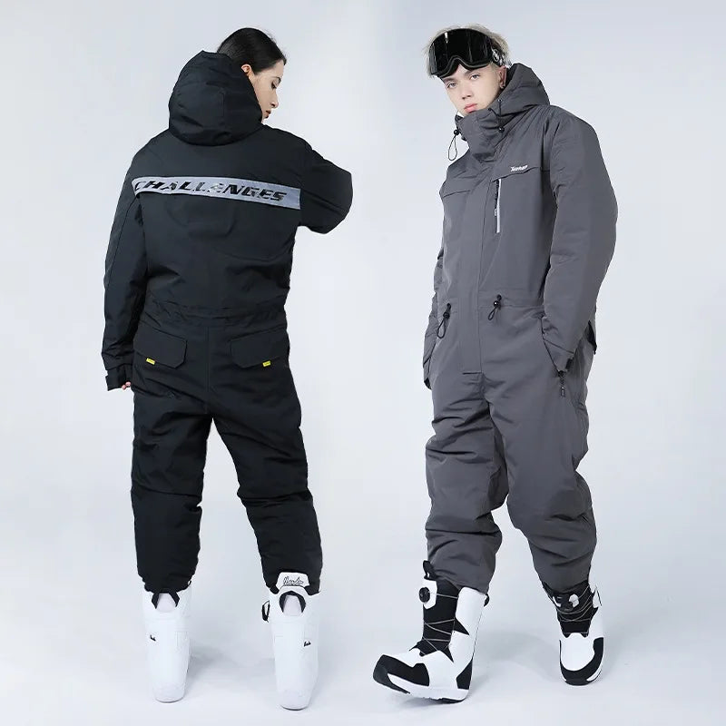 Outdoor Ski jumpsuit For Snowboard Men and Women Water, Wind and Cold weather proof Thickened Warm Sport Skiing