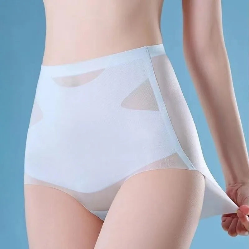 Women's Ultra-thin Seamless Panties Ice Silk Hip Lifting High Waist Tummy Body Shaping Breathable Underwear