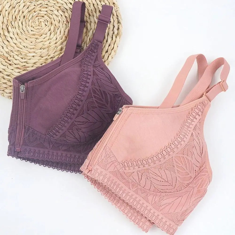 HEALMEYOU Women's Wireless Push-Up Bra – Front Closure, Full Cup, Geometric Pattern