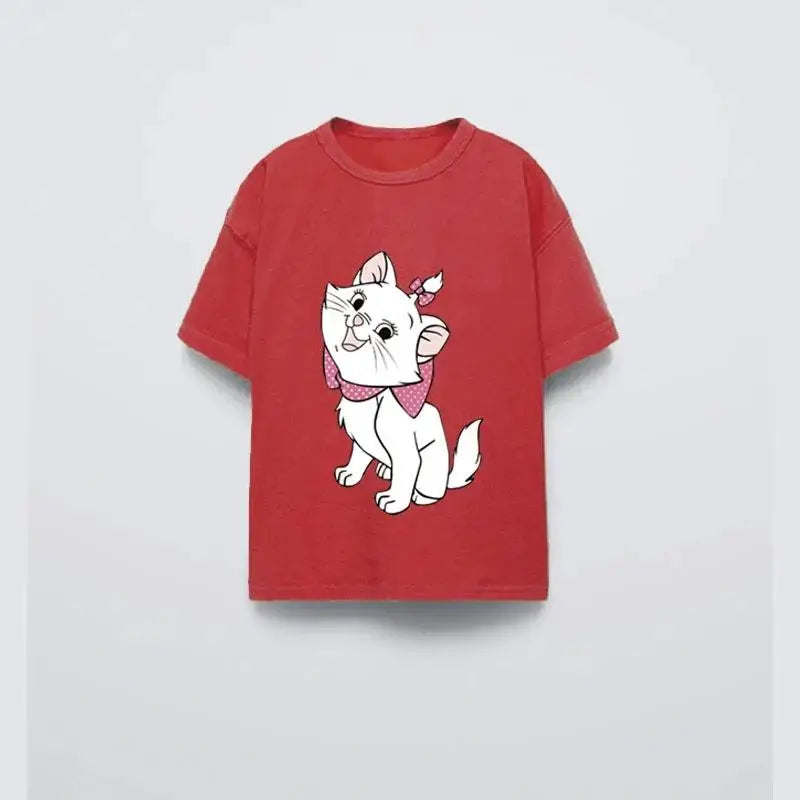 Disney Girls' Cartoon Knit Tee – Casual Summer Top for Ages 7–13