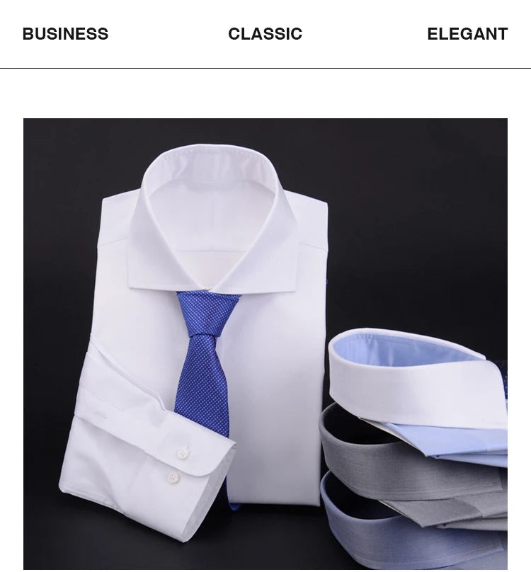 men's Windsor collar shirt Pure cotton classic retro fashion slim-fit commute shirt men