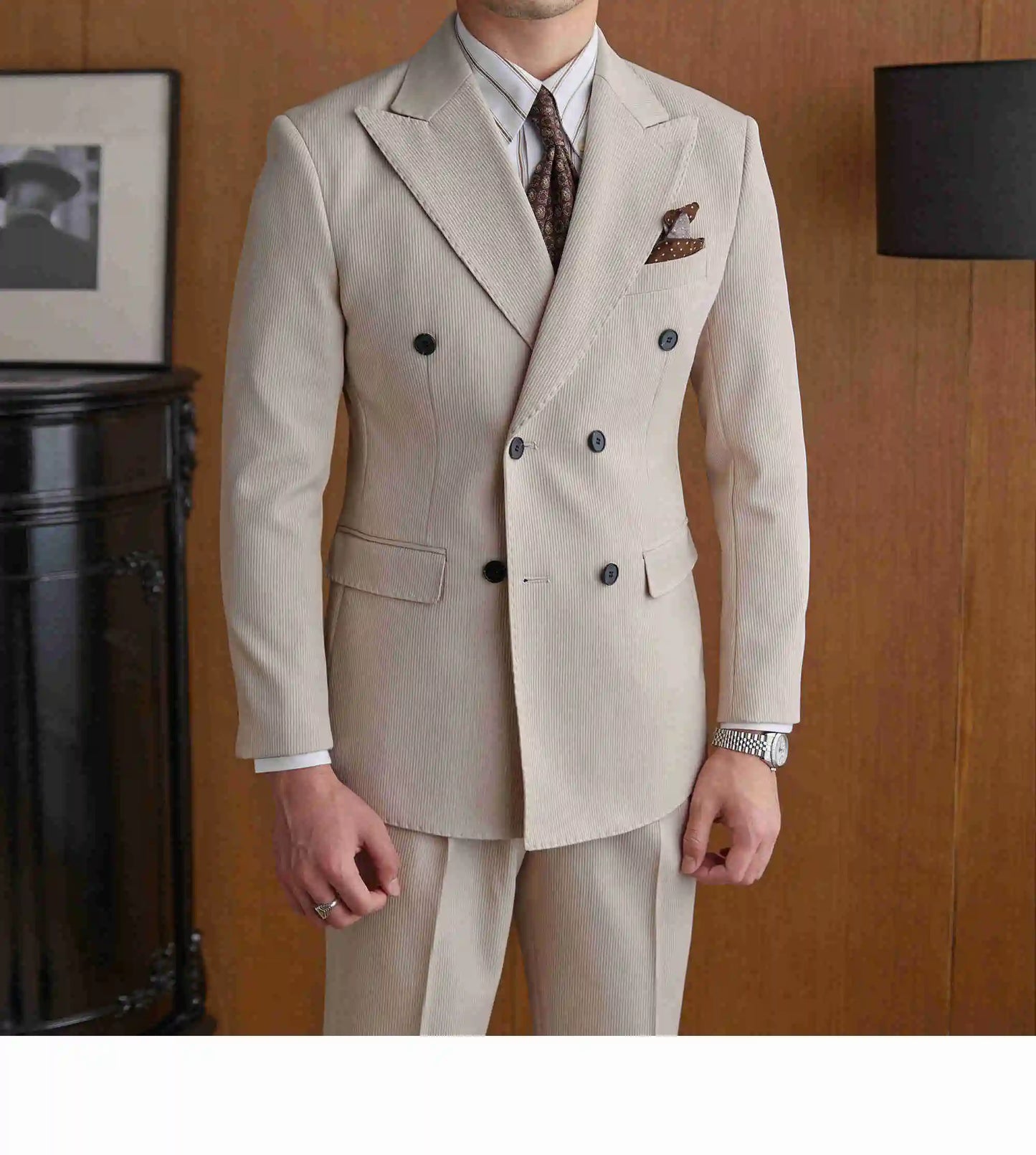 High Quality Double Breasted Suit 2 Pieces designed for Wedding, as well as for Business Formal Casual  Office.