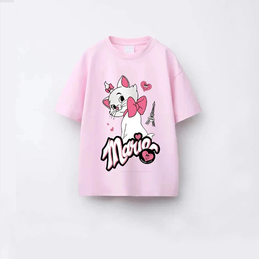 Disney Girls' Cartoon Knit Tee – Casual Summer Top for Ages 7–13
