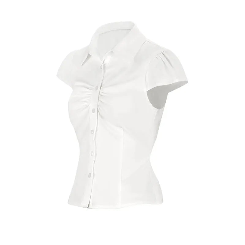 COOL BABES Women's Sexy Slim-Fit Button-Up Tee – Long Sleeve, Turn-Down Collar, Summer Style