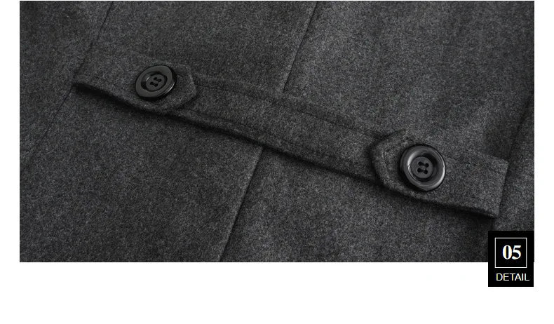 2024Autumn and Winter High Quality Thick Mid-Length Double Breasted Men's Wool Slim Fit Coat European Size